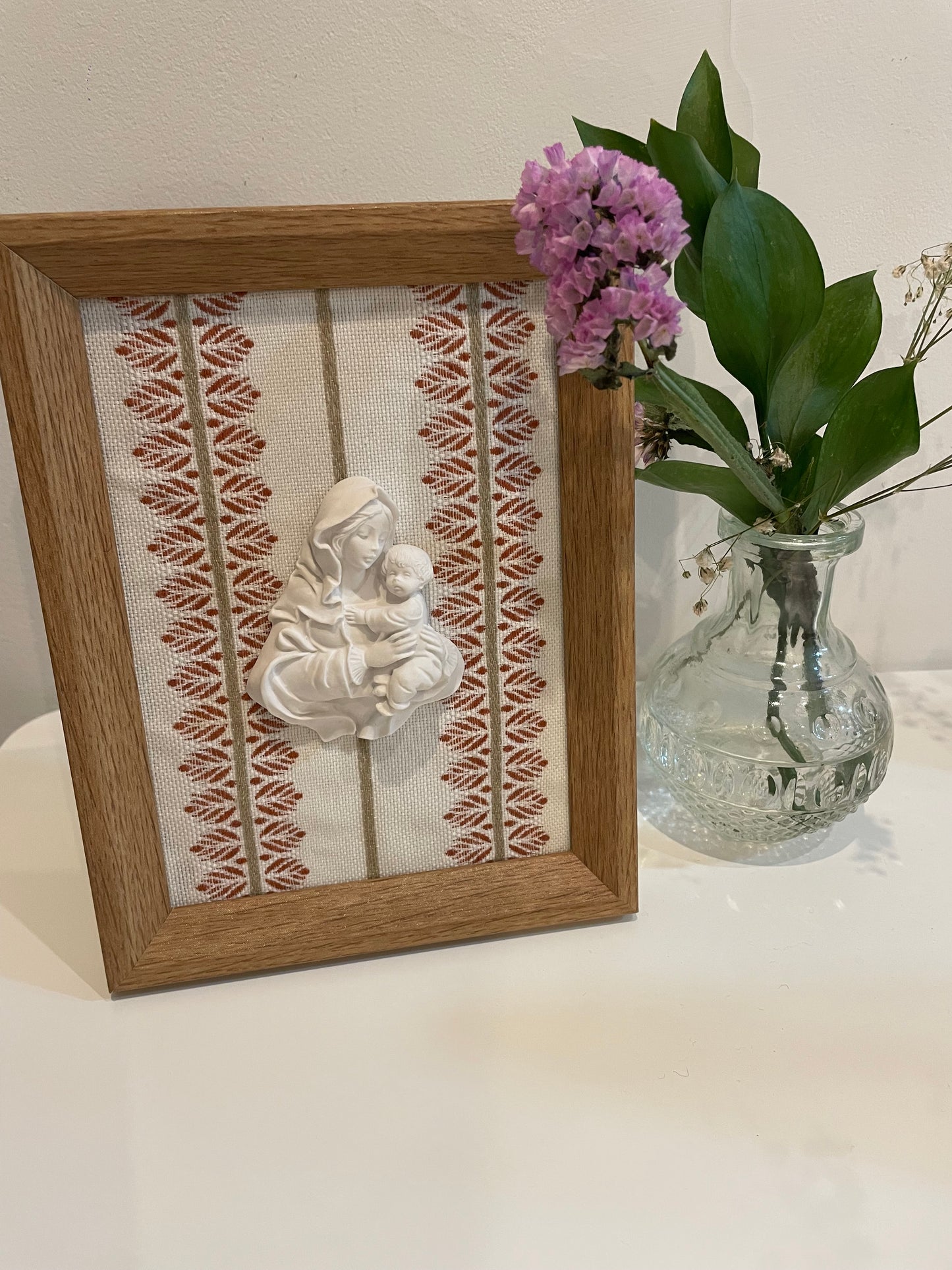 Cuadro Virgen de la Familia Flores rosas