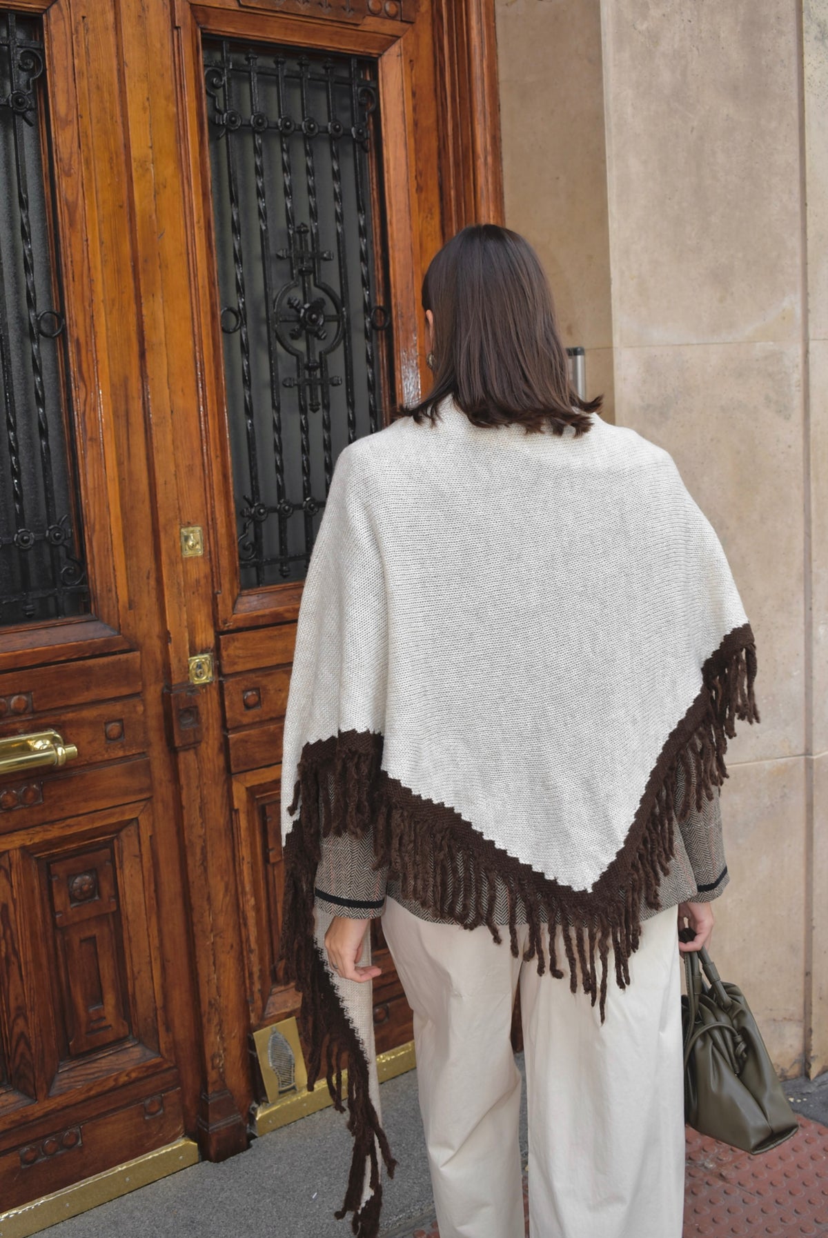 Poncho Amalia Bicolor Beige