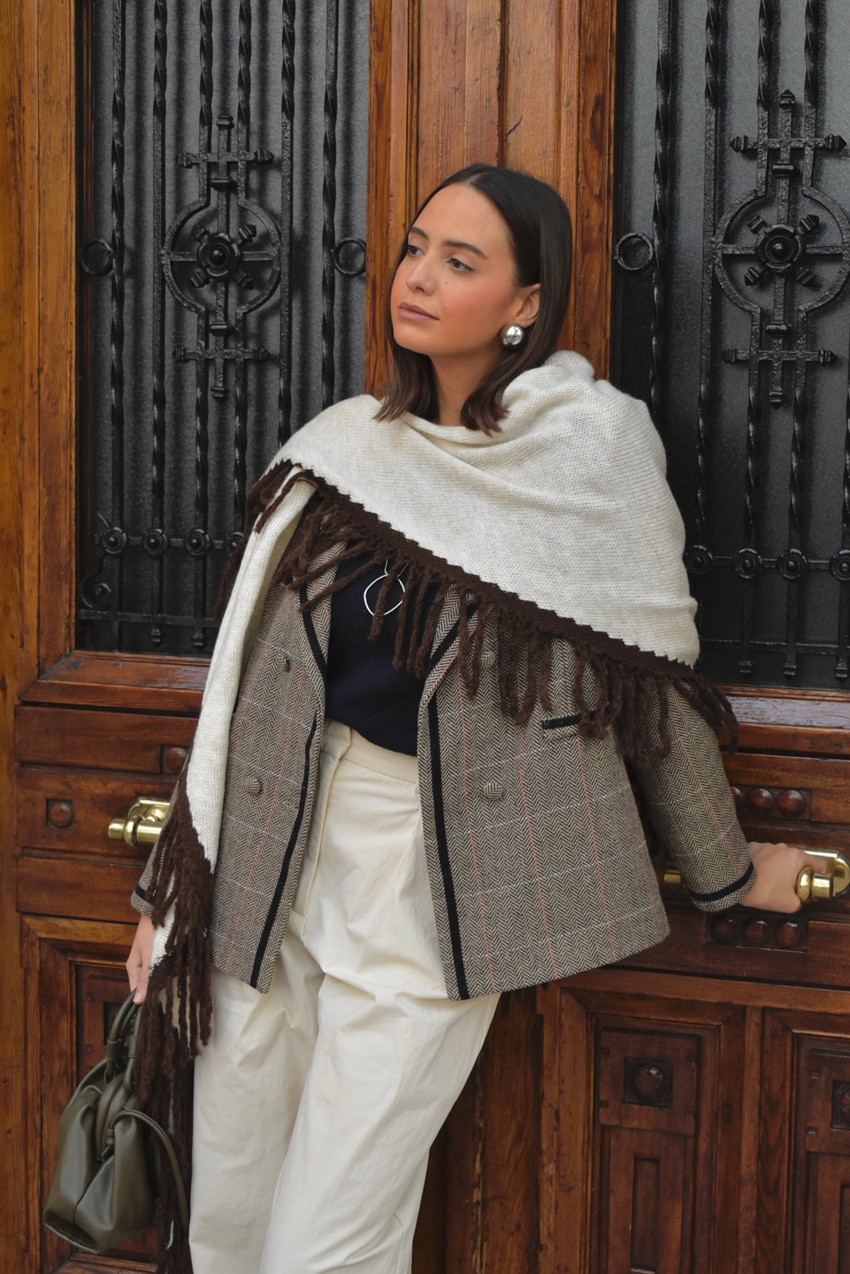 Poncho Amalia Bicolor Beige